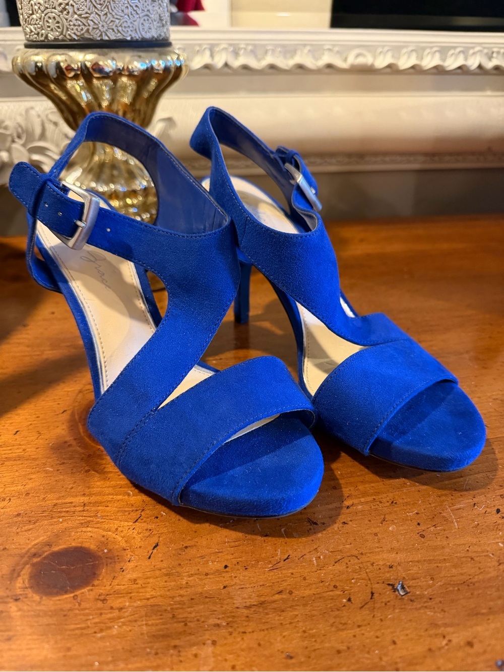 Amelia Grace Women’s Cobalt Blue Suede High Heel Sandals - Elegant Open Toe